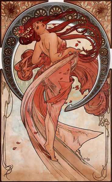 Dance Oil Painting by Alphonse Maria Mucha