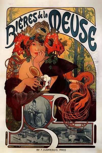 Bieres De La Meuse Oil Painting by Alphonse Maria Mucha