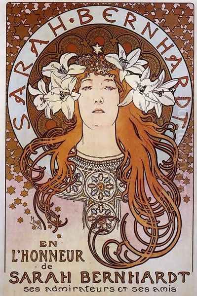 Sarah Bernhardt. 1896 Oil Painting by Alphonse Maria Mucha