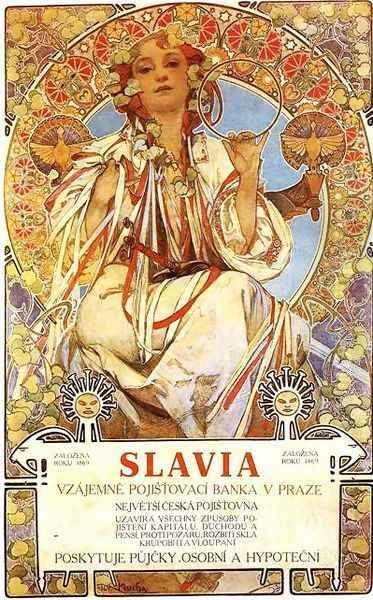 Slavia, 1896 Oil Painting by Alphonse Maria Mucha