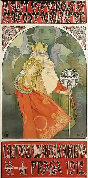 6th Sokol Festival. 1912 Oil Painting by Alphonse Maria Mucha