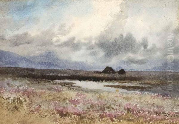 Turf Stacks & Boglands Oil Painting by William Percy French