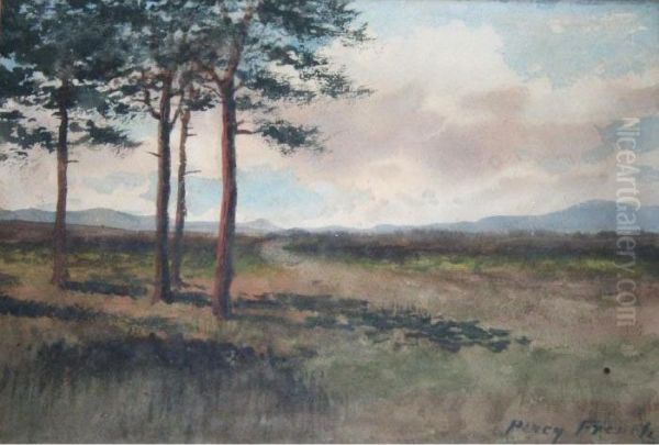 Moorland Scene With Fir Trees Oil Painting by William Percy French