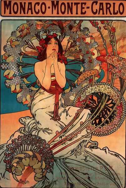 Monaco Monte Carlo Oil Painting by Alphonse Maria Mucha