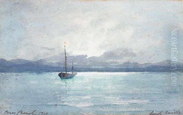 Boat On A Lake Oil Painting by William Percy French