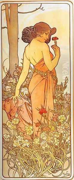 Carnation. From The Flowers Series. 1898 Oil Painting by Alphonse Maria Mucha