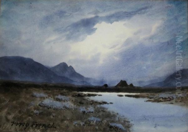 Bog Landscape At Twilight Oil Painting by William Percy French