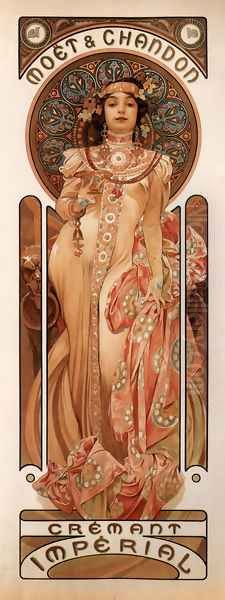 Moet And Chandon Cremant Imperial Oil Painting by Alphonse Maria Mucha