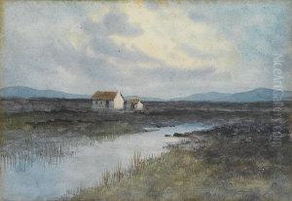 A Cottage At Dusk Oil Painting by William Percy French