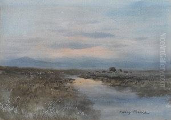 Moorland Scene At Sunset Oil Painting by William Percy French