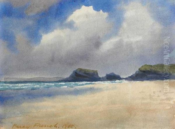 View Along A Strand, Possibly Bundoran Oil Painting by William Percy French