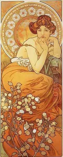 Topaz. From The Precious Stones Series, 1900 Oil Painting by Alphonse Maria Mucha