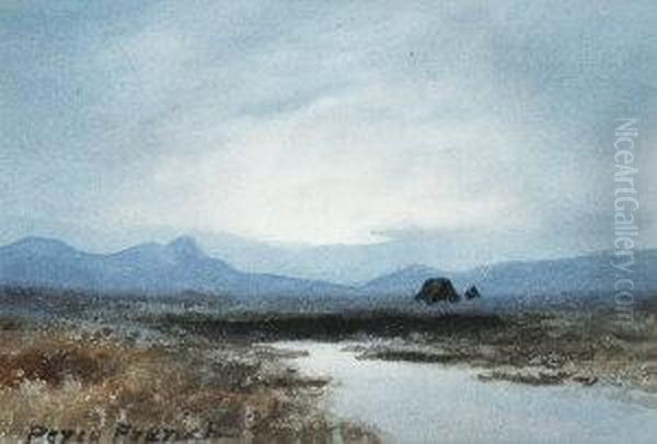 West Of Ireland Bogland At Dusk Oil Painting by William Percy French