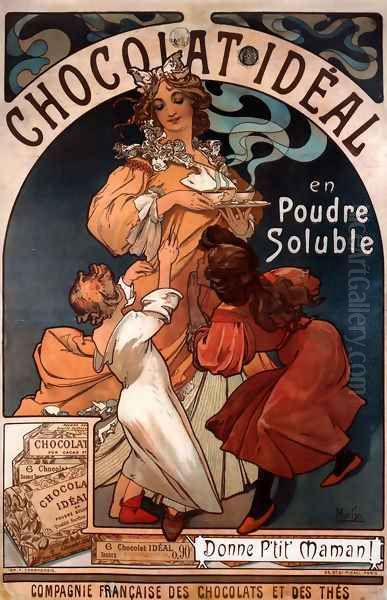 Chocolat Ideal Oil Painting by Alphonse Maria Mucha