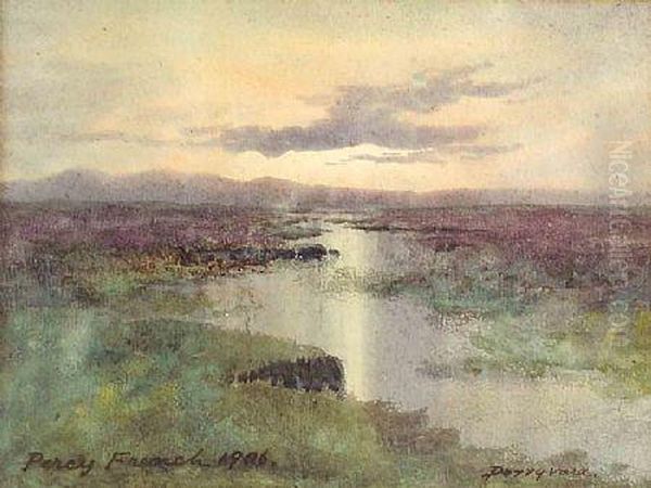 River & Boglands Oil Painting by William Percy French