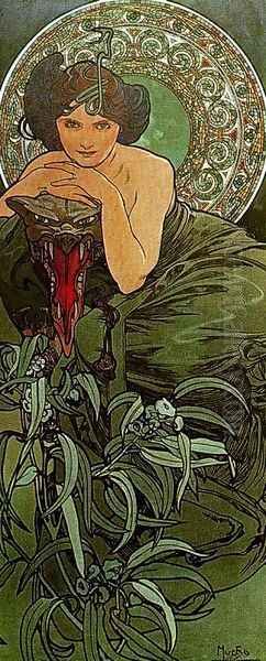 The Emerald Oil Painting by Alphonse Maria Mucha