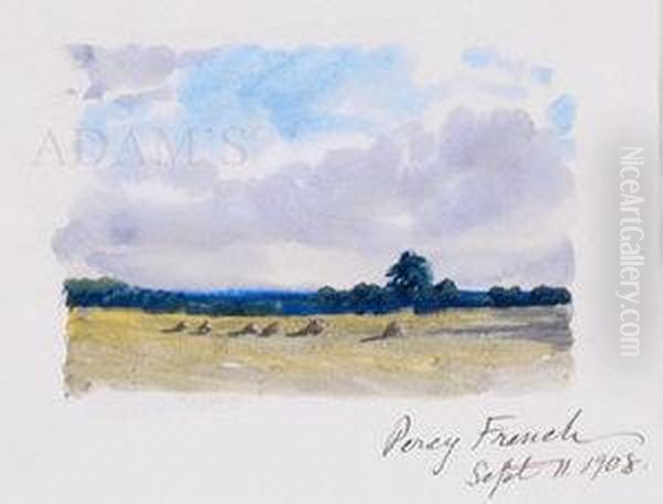 Haystacks In A Field Oil Painting by William Percy French