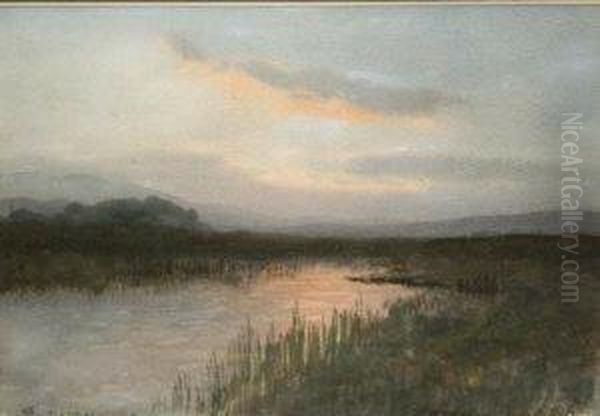 Mooreland Stream At Sunset Oil Painting by William Percy French