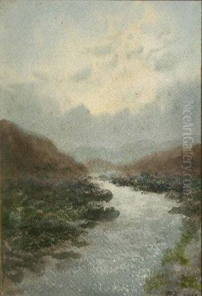 River Scene, West Of Ireland Oil Painting by William Percy French