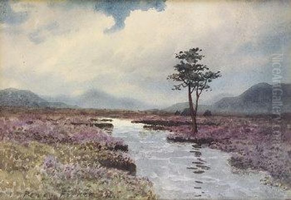 A Lone Tree In A Bo Landscape Oil Painting by William Percy French