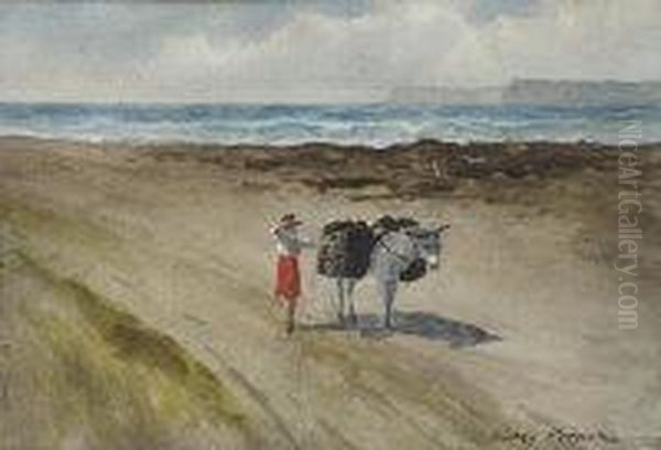 The Beach At Portrush, County Antrim Oil Painting by William Percy French