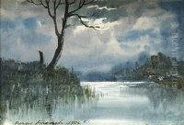 A River By Moonlight Oil Painting by William Percy French