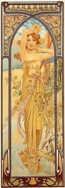 Brightness of Day. From The Times of the Day Series. 1899 Oil Painting by Alphonse Maria Mucha