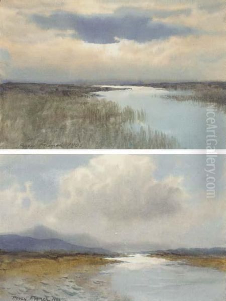 An Irish Bog At Sunset Oil Painting by William Percy French