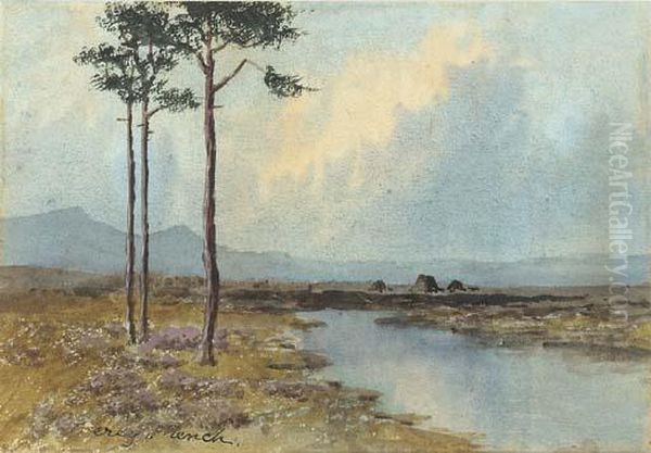 Turf Stacks And Pine Trees Oil Painting by William Percy French