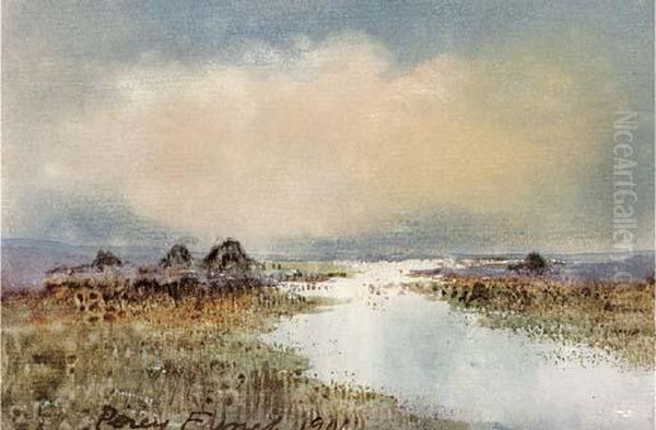 Peat Marshes Oil Painting by William Percy French