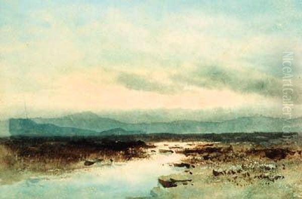 Moorland Stream Oil Painting by William Percy French