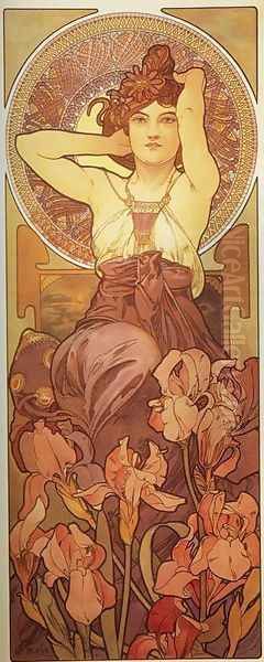 Amethyst. From The Precious Stones Series. 1900 Oil Painting by Alphonse Maria Mucha