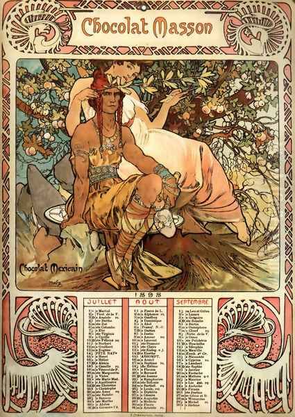 Manhood Calendar Oil Painting by Alphonse Maria Mucha