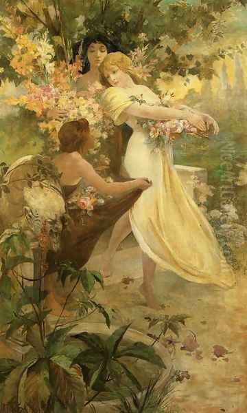 Flower, 1894 Oil Painting by Alphonse Maria Mucha