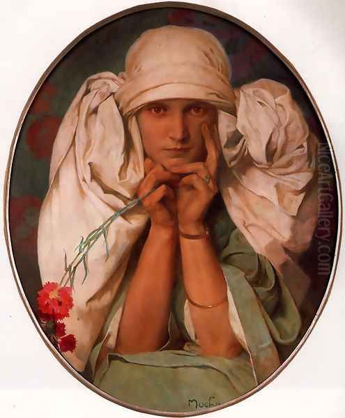 Jaroslava Oil Painting by Alphonse Maria Mucha