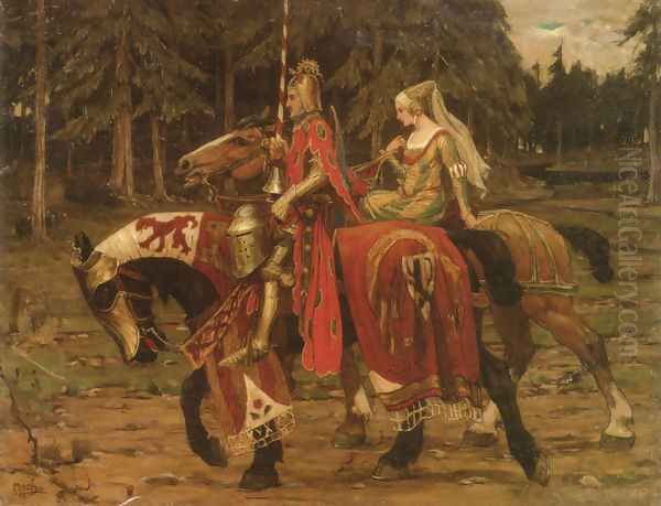 Heraldic Chivalry Oil Painting by Alphonse Maria Mucha