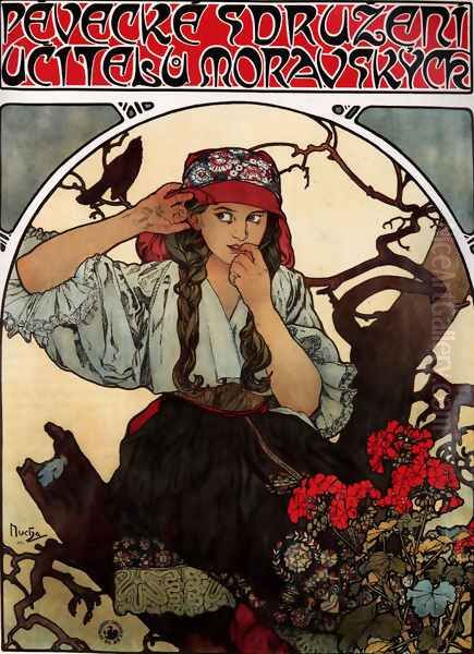 Moravian Teachers Choir Oil Painting by Alphonse Maria Mucha