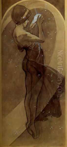 North Star Oil Painting by Alphonse Maria Mucha