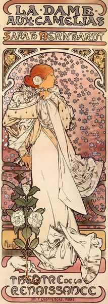 La Dame Aux Camelias Oil Painting by Alphonse Maria Mucha