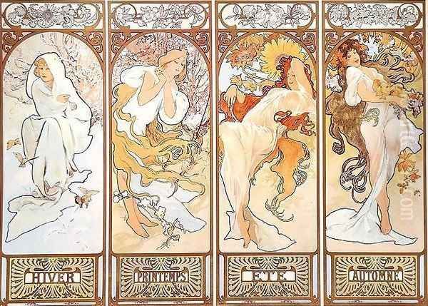 Four Seasons Oil Painting by Alphonse Maria Mucha