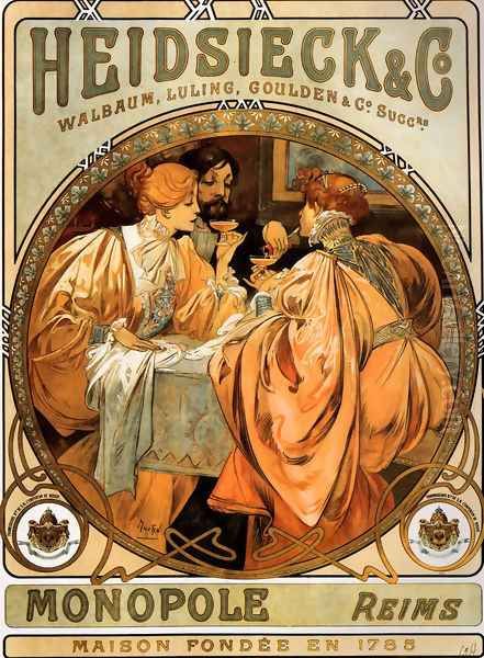 Heidsieck And Co Oil Painting by Alphonse Maria Mucha