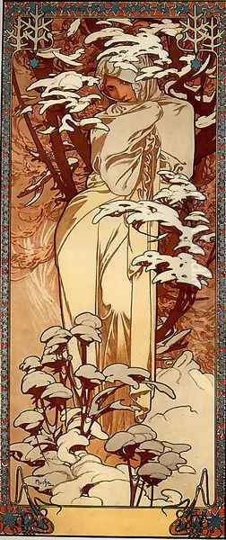 Winter Ii Oil Painting by Alphonse Maria Mucha