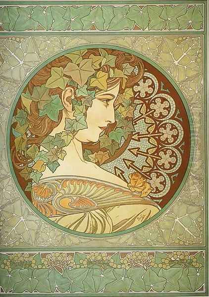 Ivy, 1901 Oil Painting by Alphonse Maria Mucha