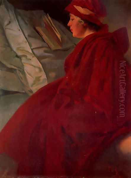 The Red Cape Oil Painting by Alphonse Maria Mucha