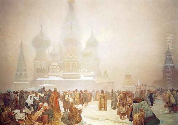 The Abolition of Serfdom in Russia, 1914 Oil Painting by Alphonse Maria Mucha