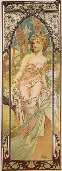 Morning Awakening. From The Times of the Day Series. 1899 Oil Painting by Alphonse Maria Mucha