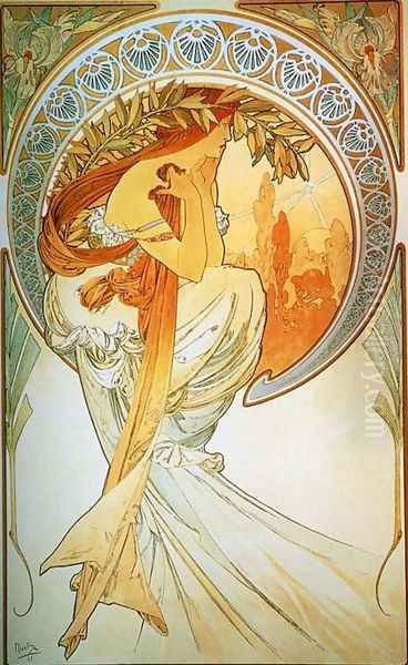 Dance. From The Arts Series. 1898 Oil Painting by Alphonse Maria Mucha