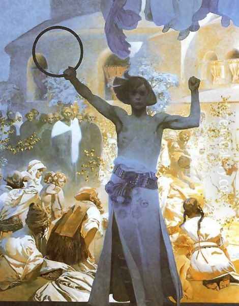 The Introduction of the Slavonic Liturgy (detail) 1912 Oil Painting by Alphonse Maria Mucha