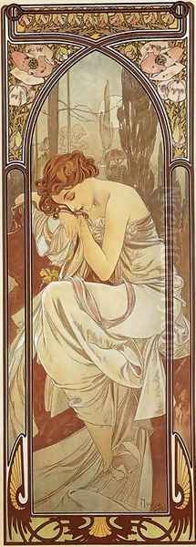 Night's Rest. From The Times of the Day Series. 1899 Oil Painting by Alphonse Maria Mucha