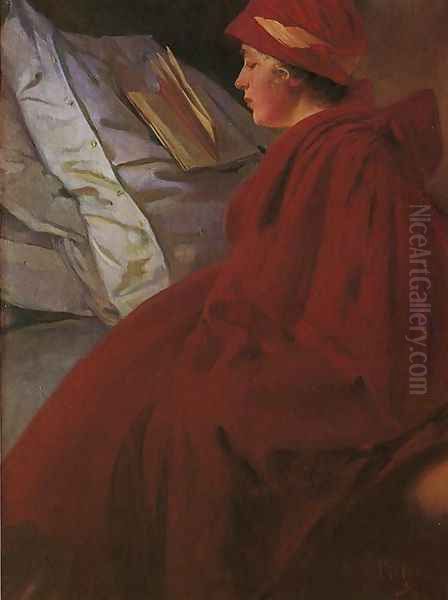 Red Coat, 1902 Oil Painting by Alphonse Maria Mucha